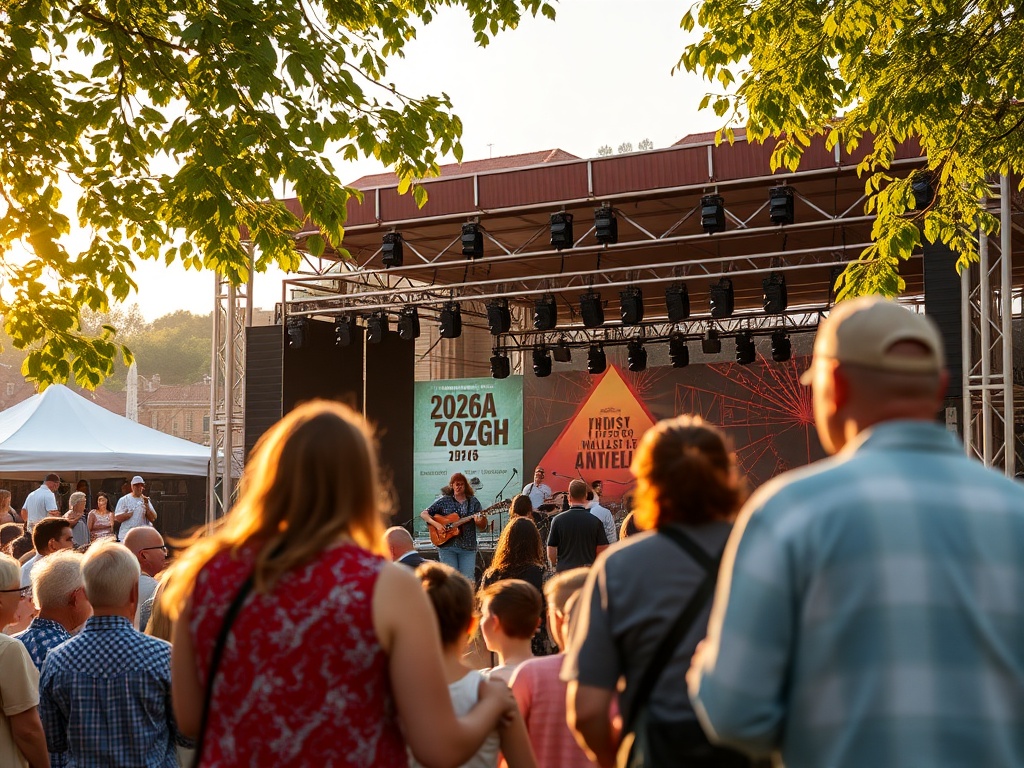 Plakat informacyjny Young Łomża Festival i obchody stulecia ŁKS Łomża w 2026 roku w Łomży